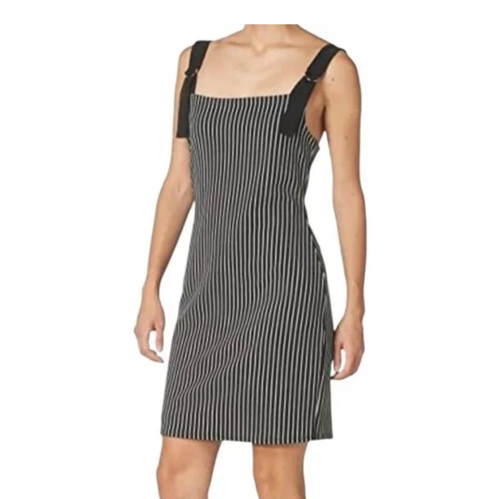 BCBGeneration: Black/White Striped Bodycon Mini Dress with D-Ring Straps - Picture 2 of 5